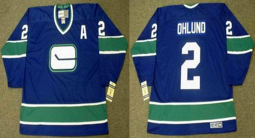 2019 Men Vancouver Canucks 2 Ohlund Blue CCM NHL jerseys